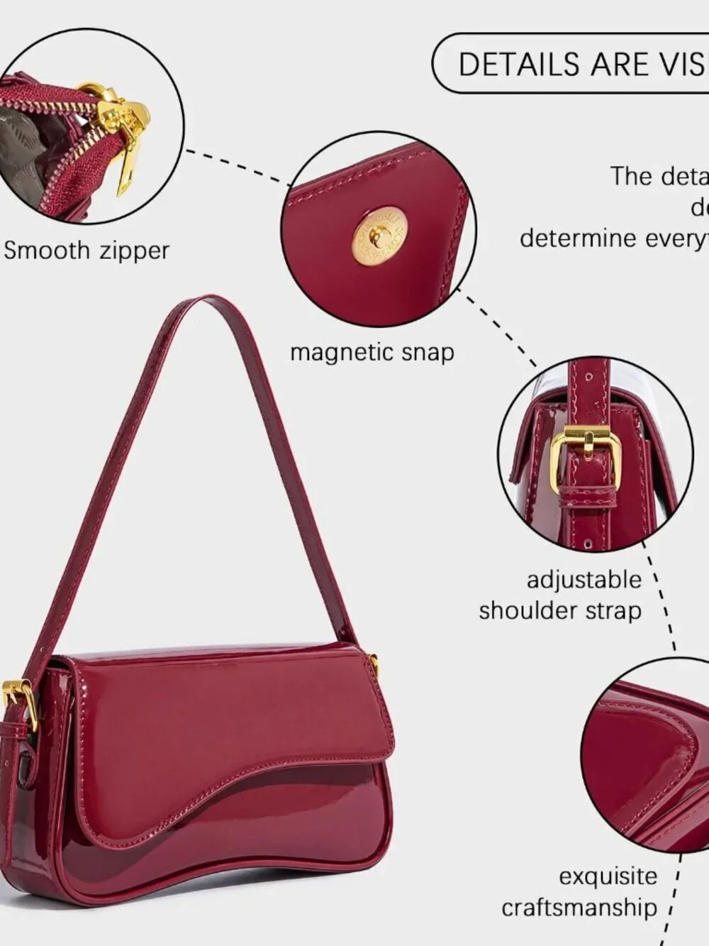 Women's Red Faux Leather Cherry Pendant Crossbody Shoulder Bag and Handbags